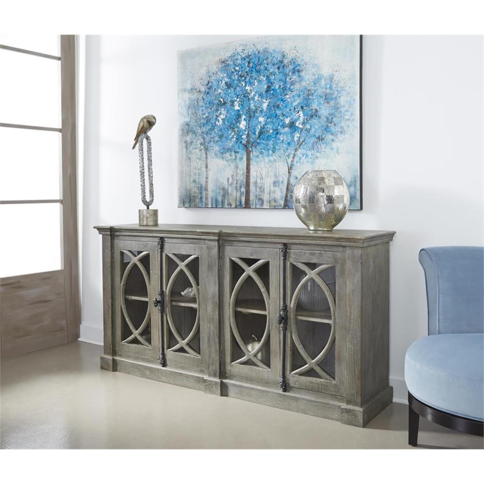 Four Door Credenza In Crescent Gray  Four Door Credenza In Crescent Gray