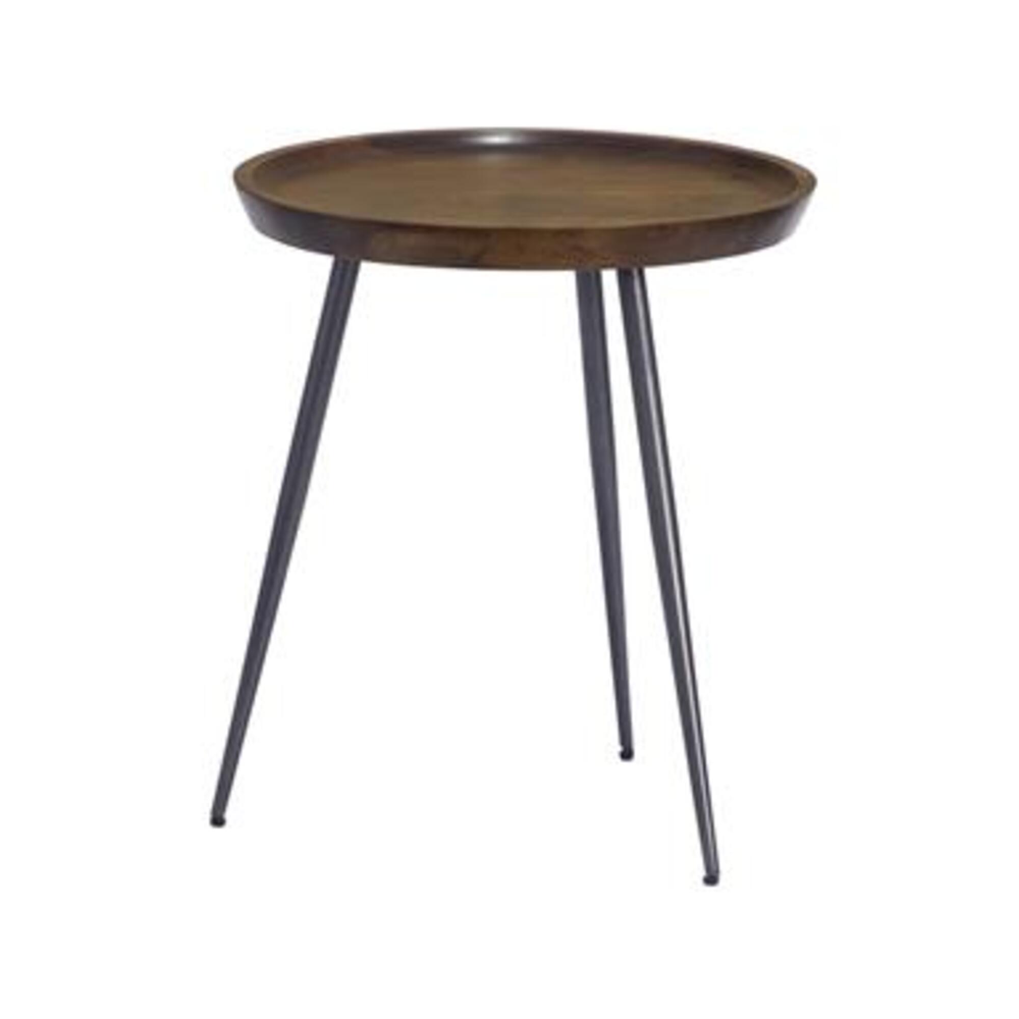 English Brown & Gunmetal Round Accent Table